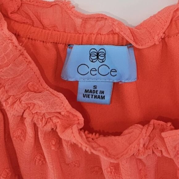 CeCe French Dot Pink Square Neck Blouse Size Small New - Picture 4 of 6